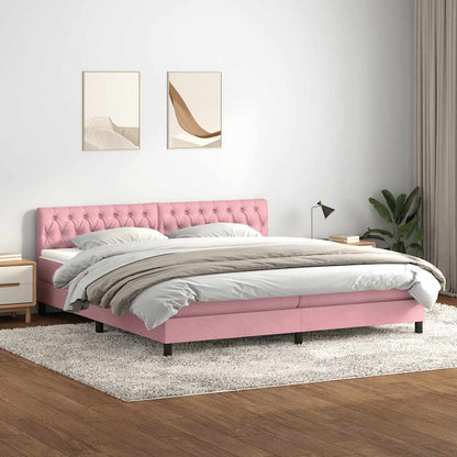 Giroletto a Molle con Materasso Rosa 180x210 cm in Velluto | homemem39