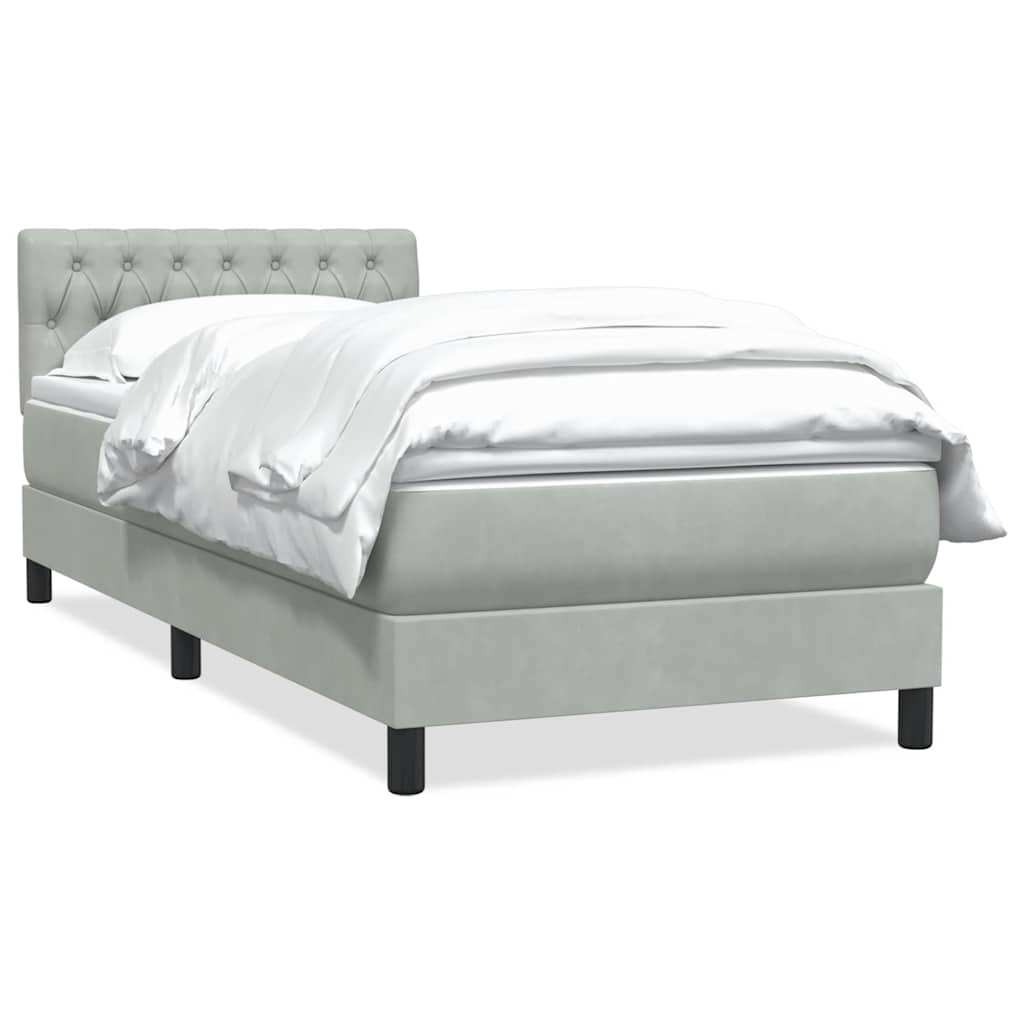 Giroletto a Molle con Materasso Grigio Chiaro 80x220 cm Velluto | homemem39