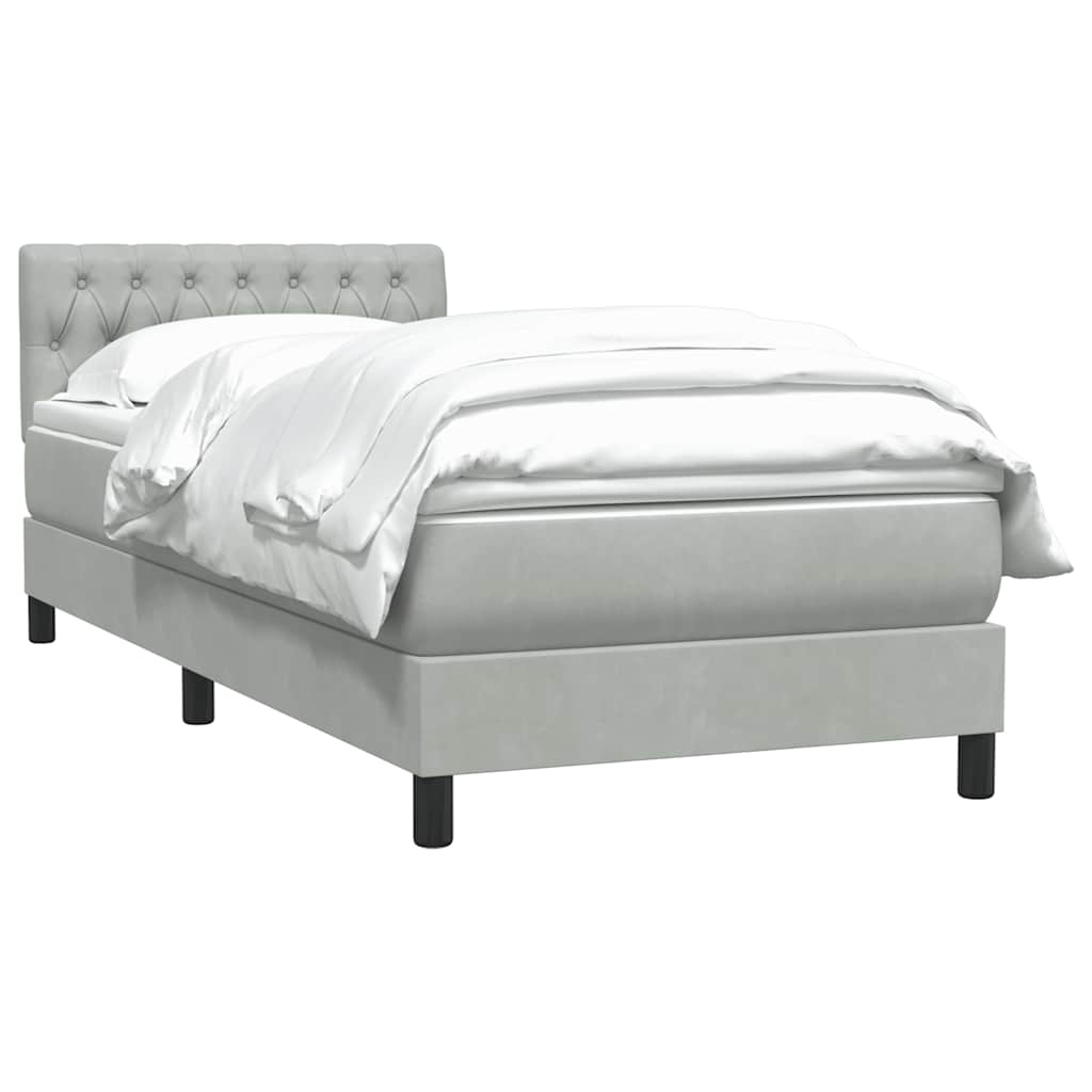 Giroletto a Molle con Materasso Grigio Chiaro 80x220 cm Velluto | homemem39