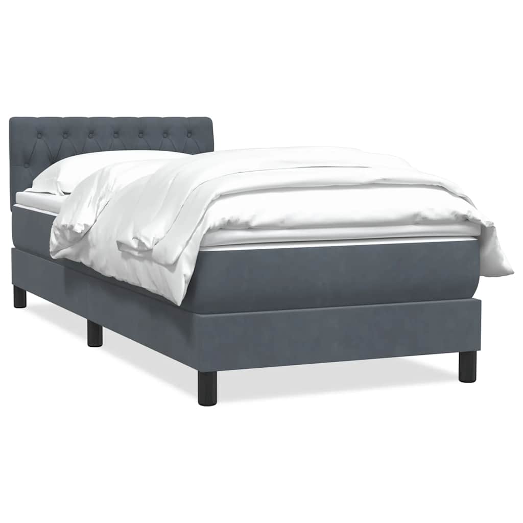 Giroletto a Molle con Materasso Grigio Scuro 90x220 cm Velluto | homemem39