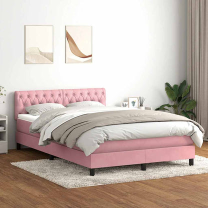 Giroletto a Molle con Materasso Rosa 140x220 cm in Velluto | homemem39