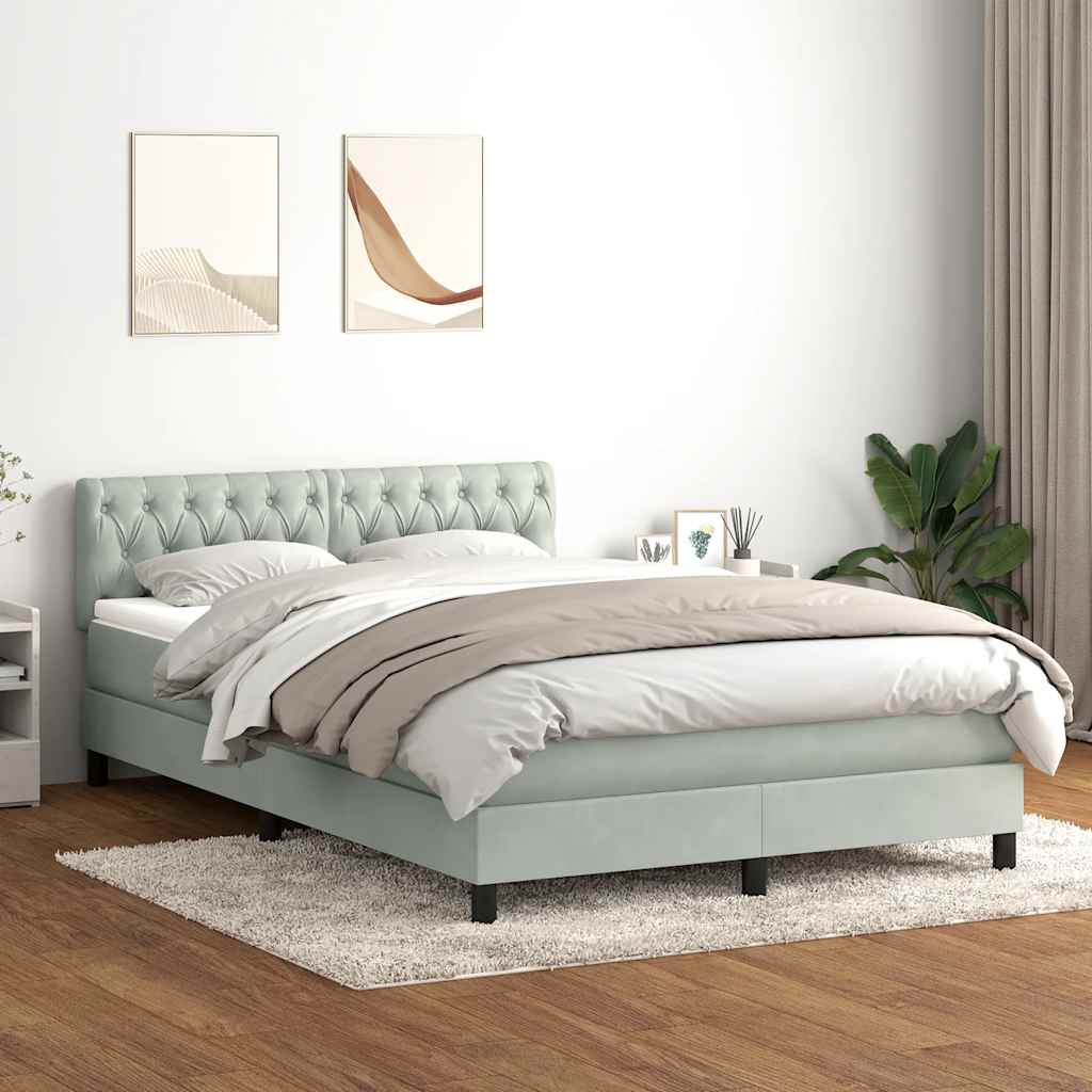 Giroletto a Molle con Materasso Grigio Chiaro 160x220cm Velluto | homemem39