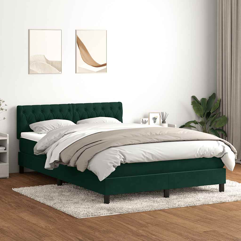 Giroletto a Molle con Materasso Verde Scuro 160x220 cm Velluto | homemem39