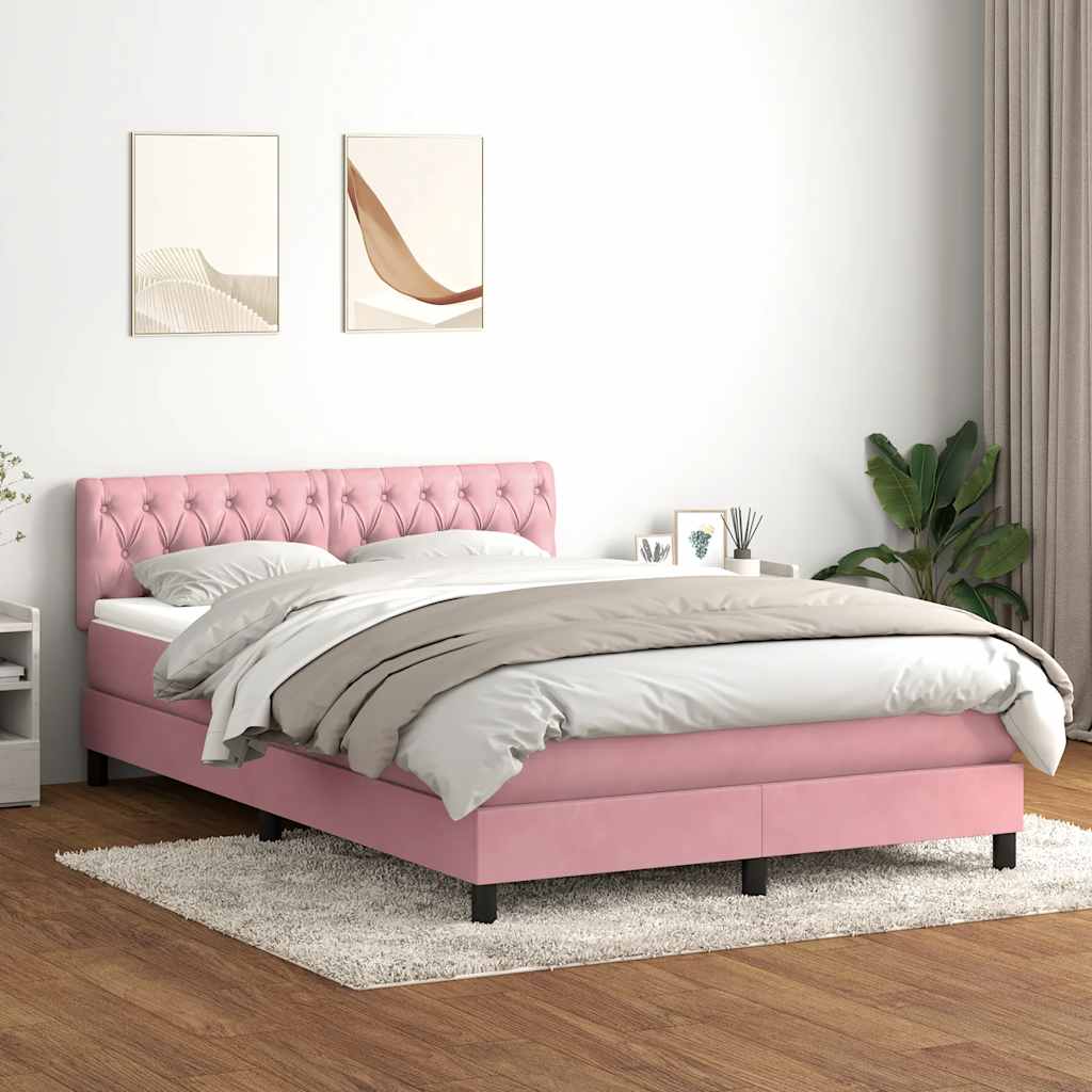 Giroletto a Molle con Materasso Rosa 160x220 cm in Velluto | homemem39