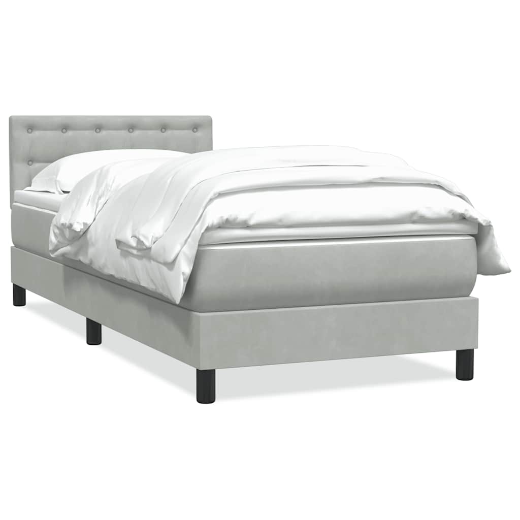 Giroletto a Molle con Materasso Grigio Chiaro 80x210 cm Velluto | homemem39
