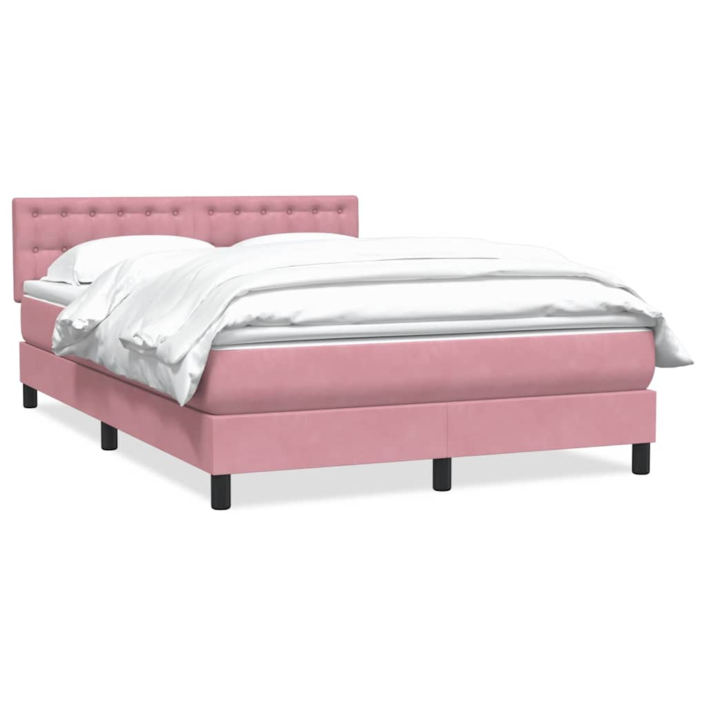 Giroletto a Molle con Materasso Rosa 160x210 cm in Velluto | homemem39