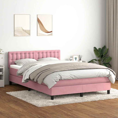 Giroletto a Molle con Materasso Rosa 160x210 cm in Velluto