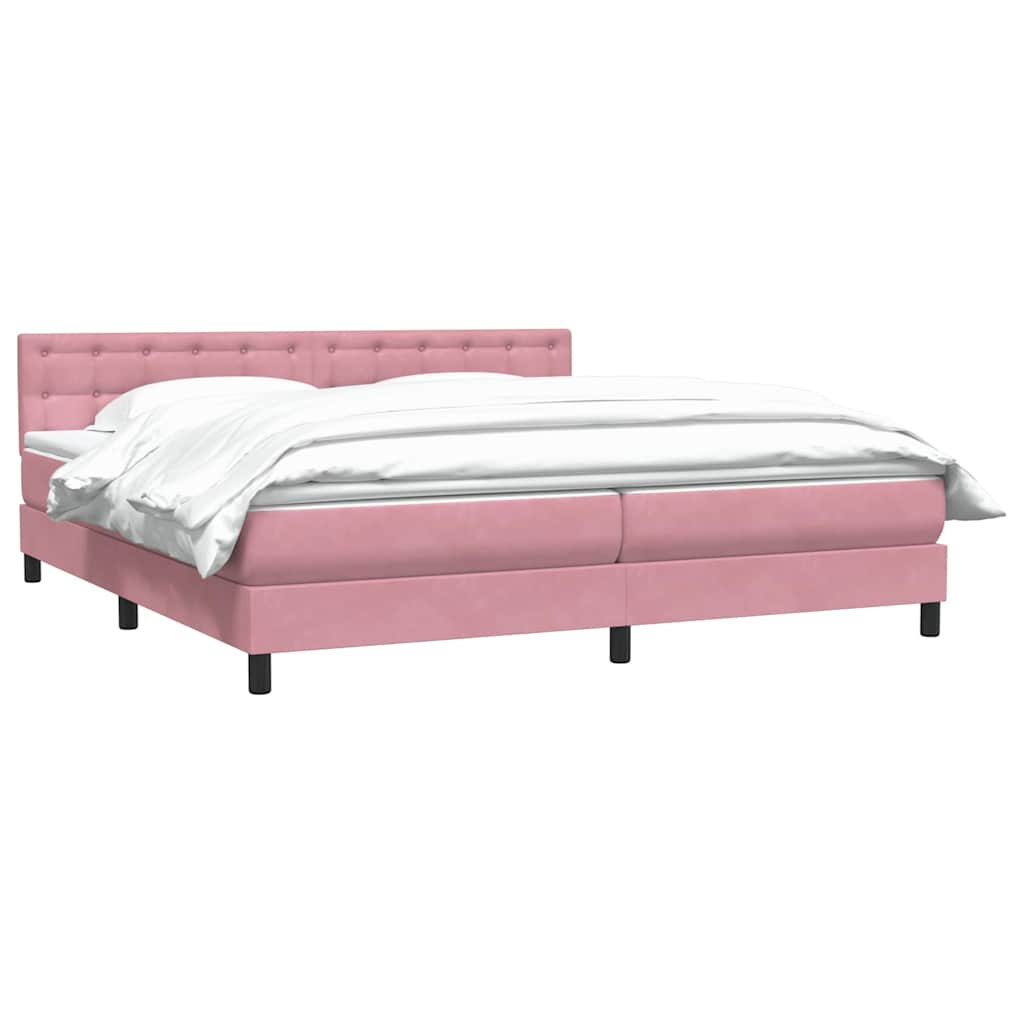Giroletto a Molle con Materasso Rosa 180x210 cm in Velluto | homemem39
