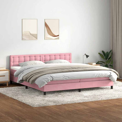 Giroletto a Molle con Materasso Rosa 180x210 cm in Velluto | homemem39