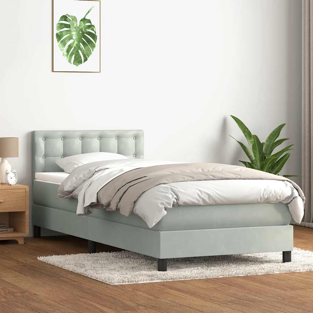 Giroletto a Molle con Materasso Grigio Chiaro 80x220 cm Velluto | homemem39