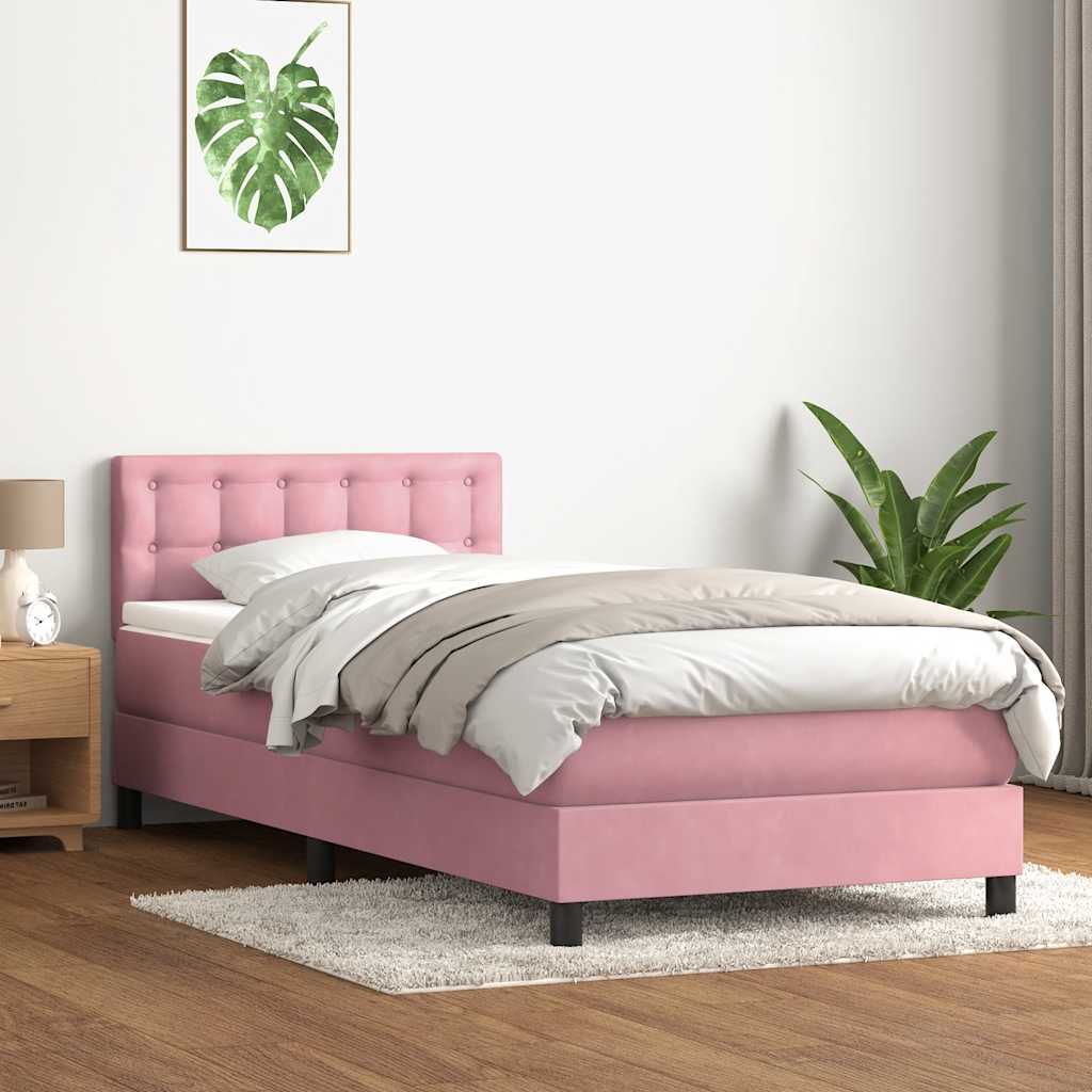 Giroletto a Molle con Materasso Rosa 80x220 cm Velluto | homemem39