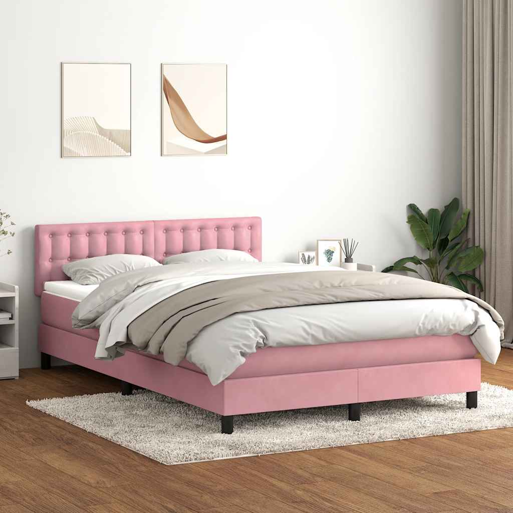 Giroletto a Molle con Materasso Rosa 160x220 cm in Velluto