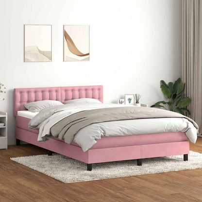 Giroletto a Molle con Materasso Rosa 160x220 cm in Velluto