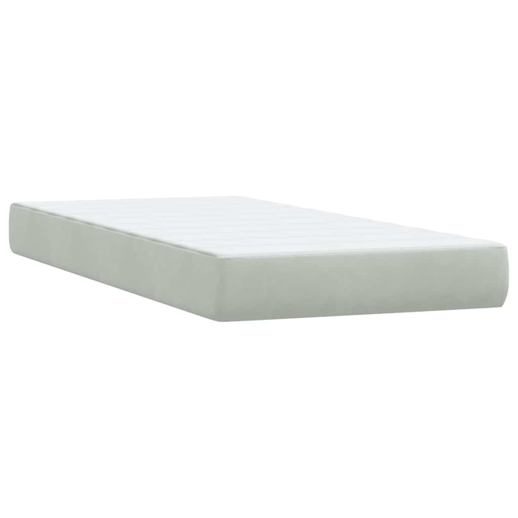 Letto a Molle con Materasso e LED Grigio Chiaro 80x210 cm Velluto | homemem39