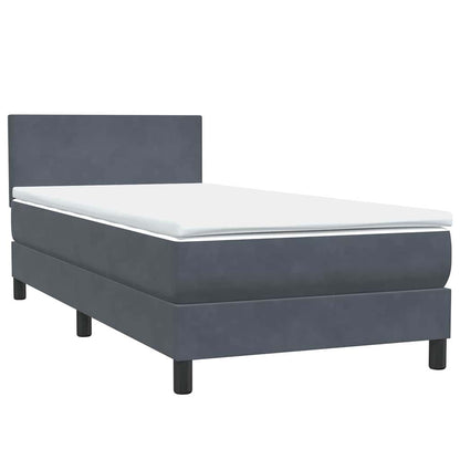 Letto a Molle con Materasso e LED Grigio Scuro 80x210 cm Velluto | homemem39