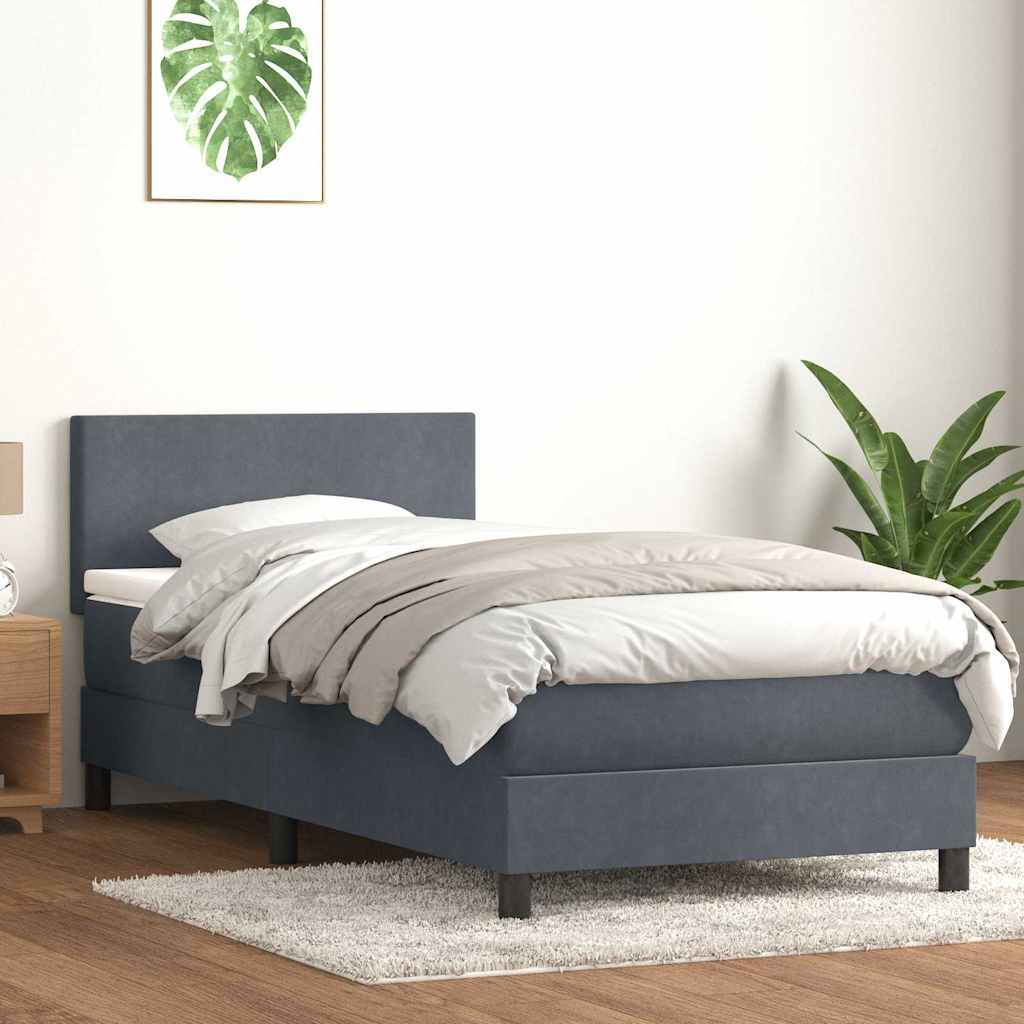 Letto a Molle con Materasso e LED Grigio Scuro 80x210 cm Velluto | homemem39