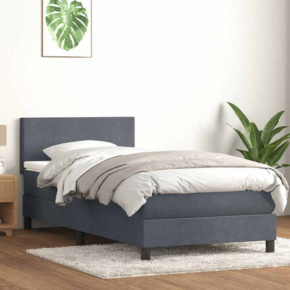 Letto a Molle con Materasso e LED Grigio Scuro 80x210 cm Velluto | homemem39
