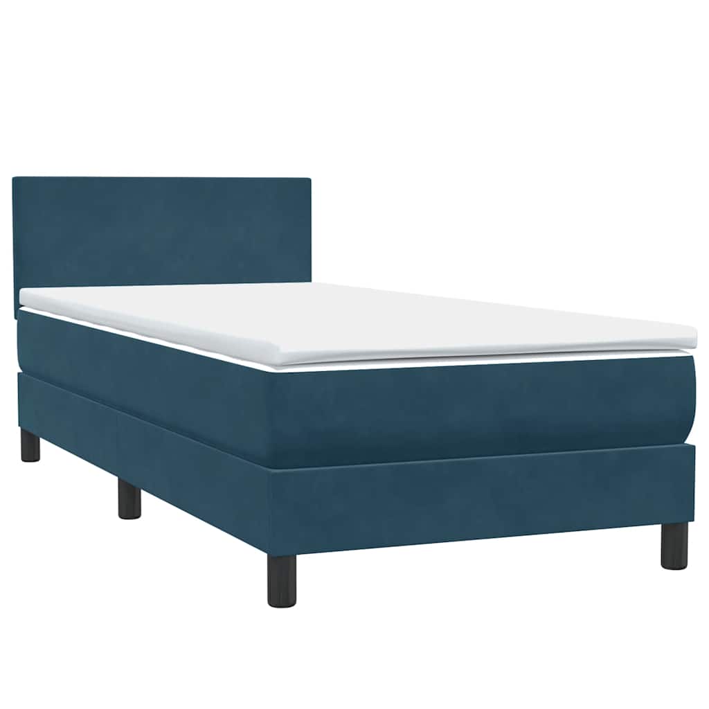 Letto a Molle con Materasso e LED Blu Scuro 80x210 cm Velluto | homemem39