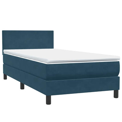 Letto a Molle con Materasso e LED Blu Scuro 80x210 cm Velluto | homemem39