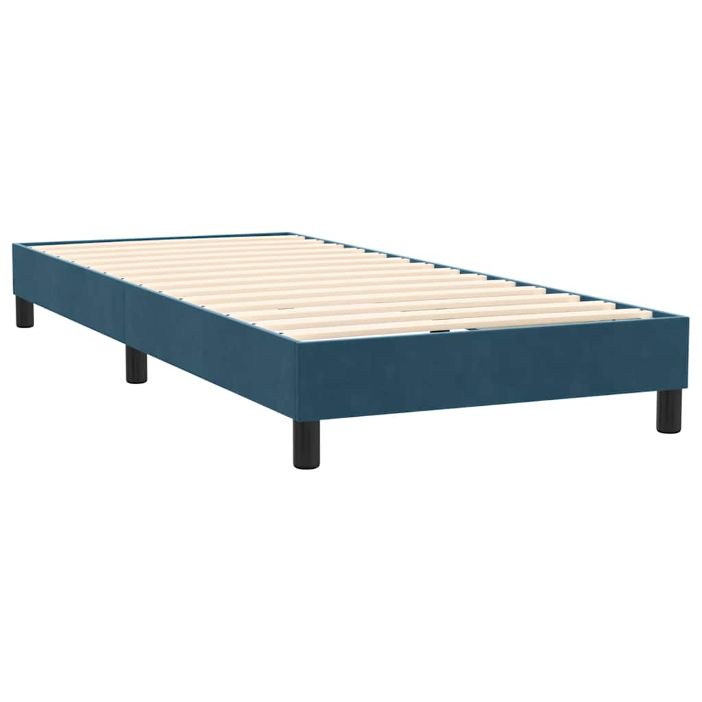 Letto a Molle con Materasso e LED Blu Scuro 80x210 cm Velluto | homemem39