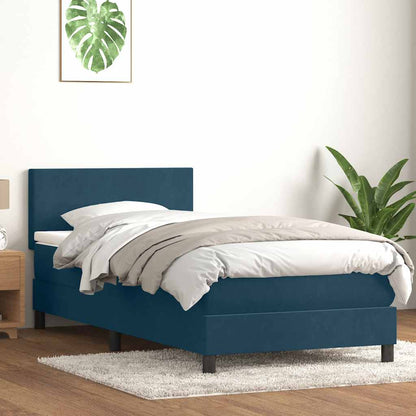 Letto a Molle con Materasso e LED Blu Scuro 80x210 cm Velluto | homemem39