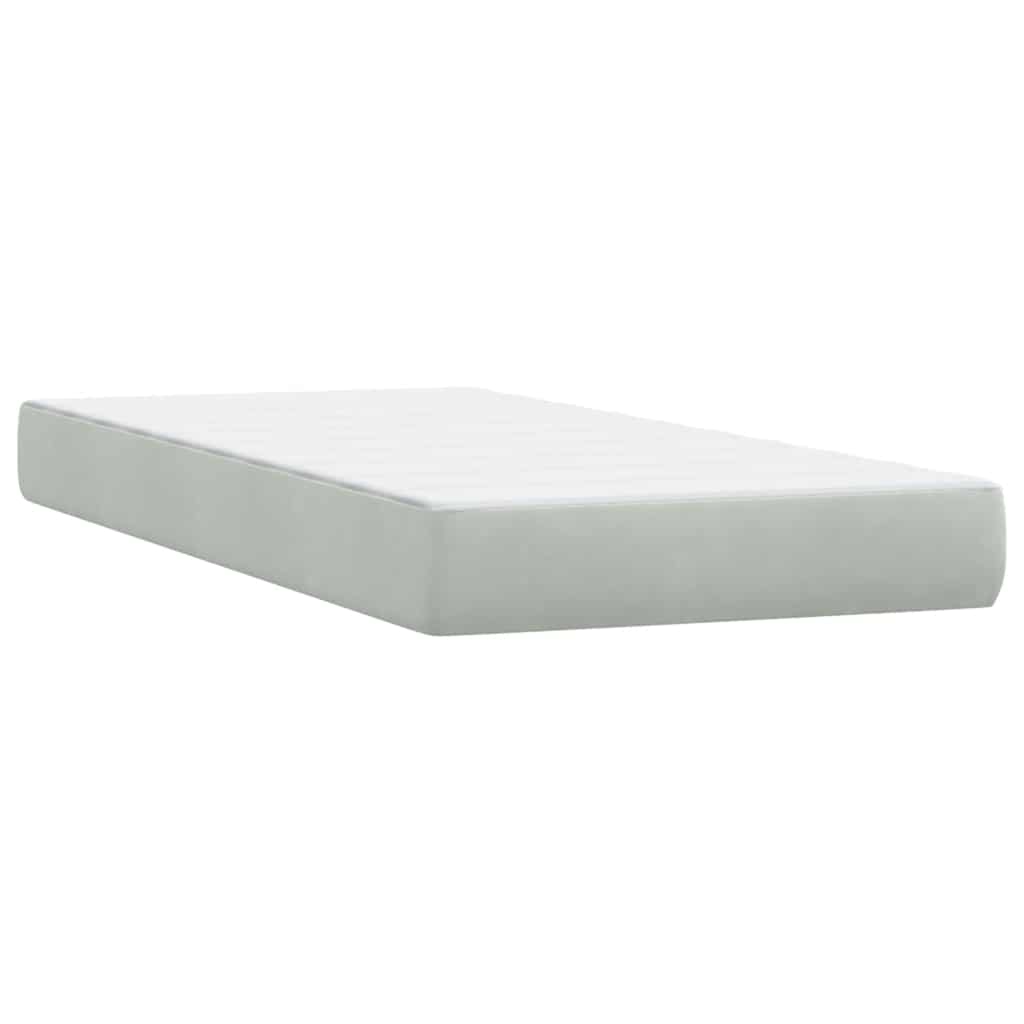 Letto a Molle con Materasso e LED grigio chiaro 90x210 cm Velluto | homemem39