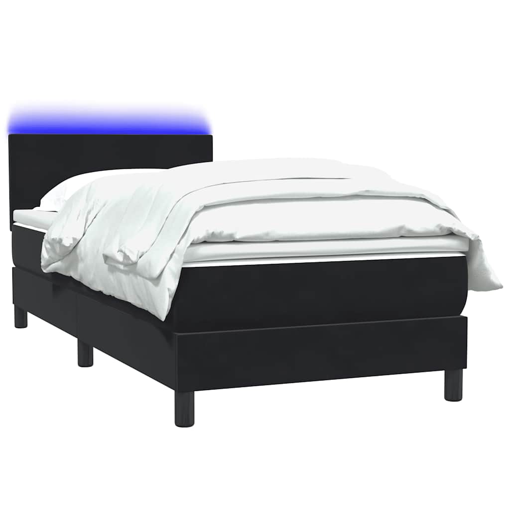 Letto a Molle con Materasso e LED Nero 90x210 cm in Velluto | homemem39