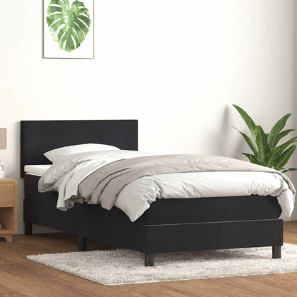 Letto a Molle con Materasso e LED Nero 90x210 cm in Velluto | homemem39