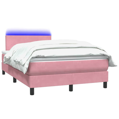 Letto a Molle con Materasso e LED Rosa 120x210 cm in Velluto | homemem39