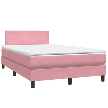 Letto a Molle con Materasso e LED Rosa 120x210 cm in Velluto | homemem39