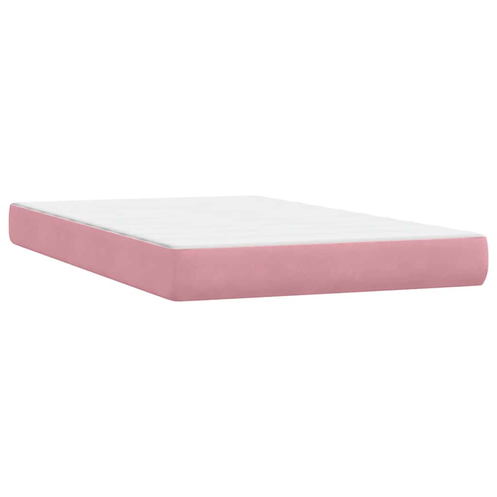 Letto a Molle con Materasso e LED Rosa 120x210 cm in Velluto | homemem39