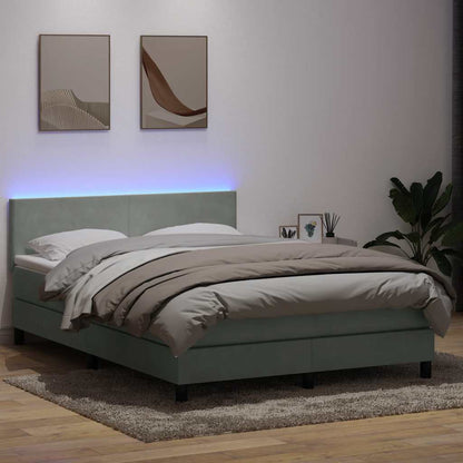Letto a Molle con Materasso e LED Grigio Chiaro 160x210cm
