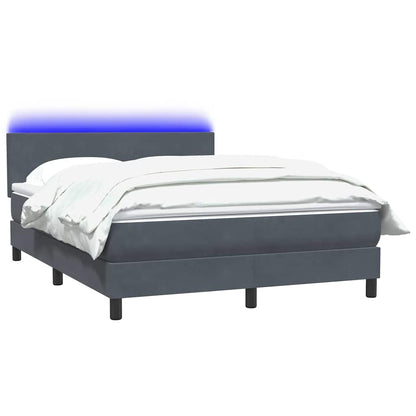 Letto a Molle con Materasso e LED Grigio Scuro 160x210 cm Velluto | homemem39