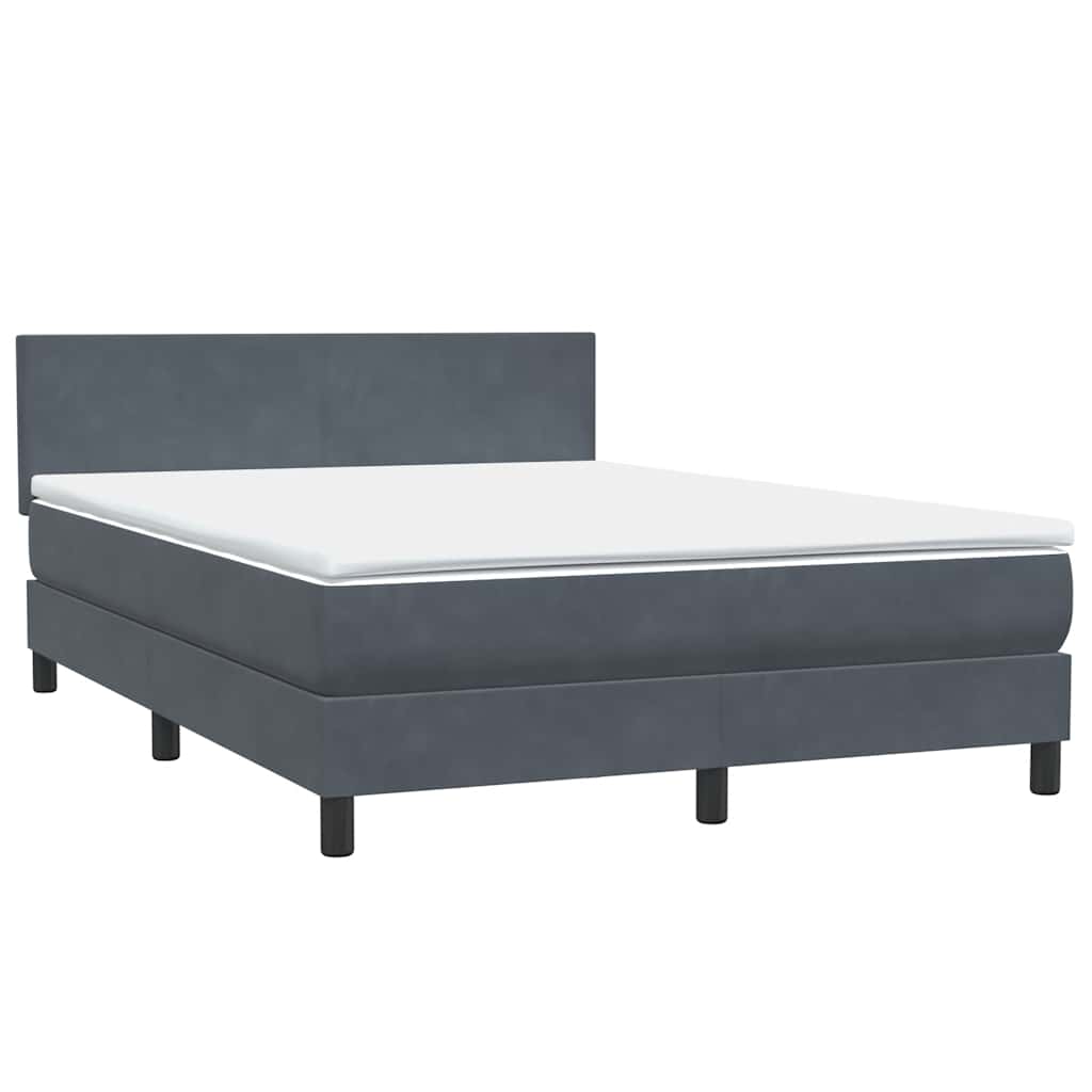 Letto a Molle con Materasso e LED Grigio Scuro 160x210 cm Velluto | homemem39