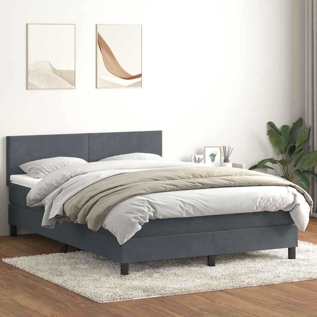Letto a Molle con Materasso e LED Grigio Scuro 160x210 cm Velluto | homemem39