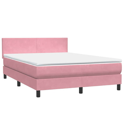 Letto a Molle con Materasso e LED Rosa 160x210 cm in Velluto | homemem39