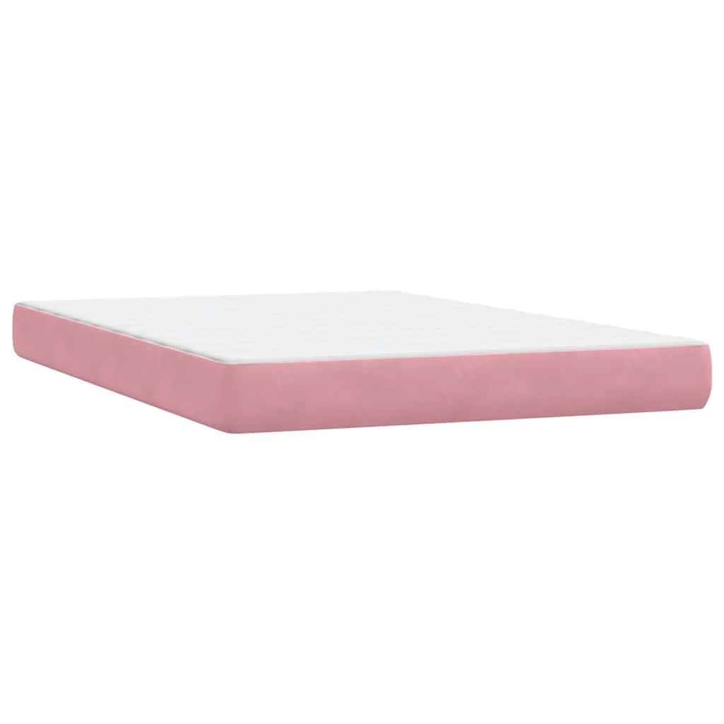 Letto a Molle con Materasso e LED Rosa 160x210 cm in Velluto | homemem39