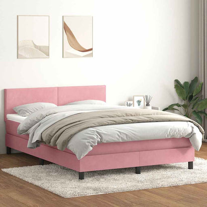 Letto a Molle con Materasso e LED Rosa 160x210 cm in Velluto | homemem39