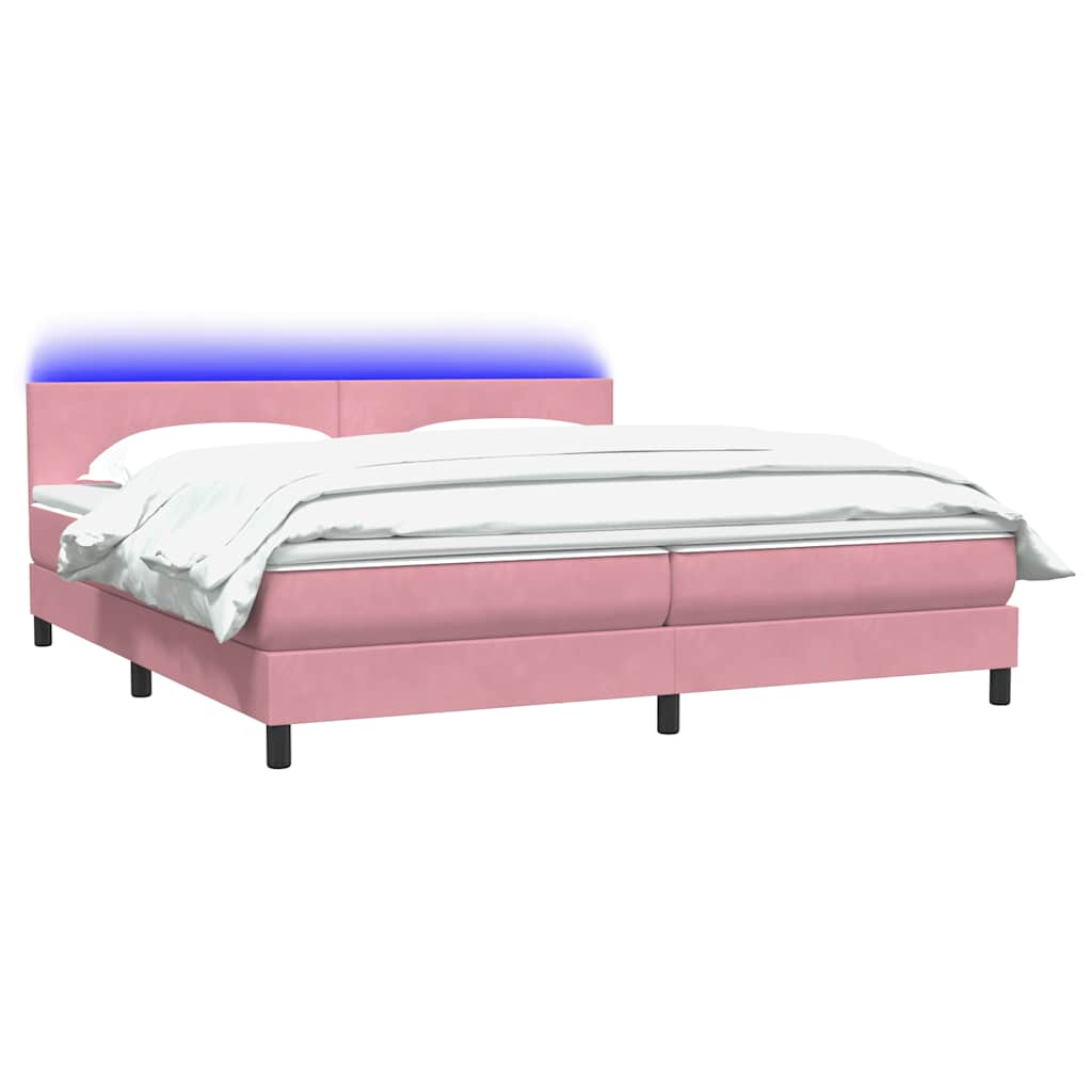 Letto a Molle con Materasso e LED Rosa 180x210 cm in Velluto | homemem39