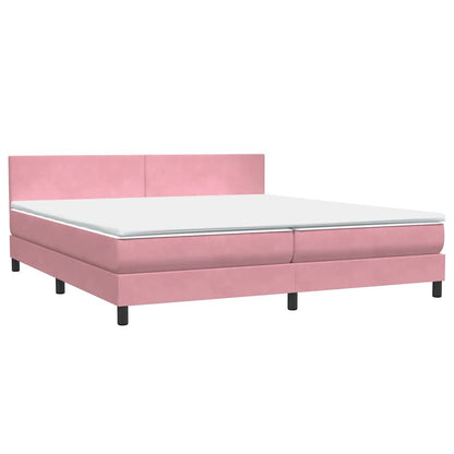 Letto a Molle con Materasso e LED Rosa 180x210 cm in Velluto | homemem39