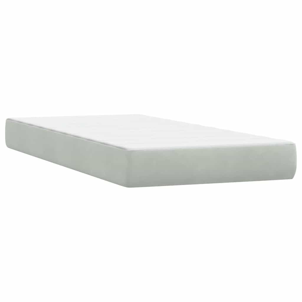 Letto a Molle con Materasso e LED Grigio Chiaro 80x220 cm Velluto | homemem39