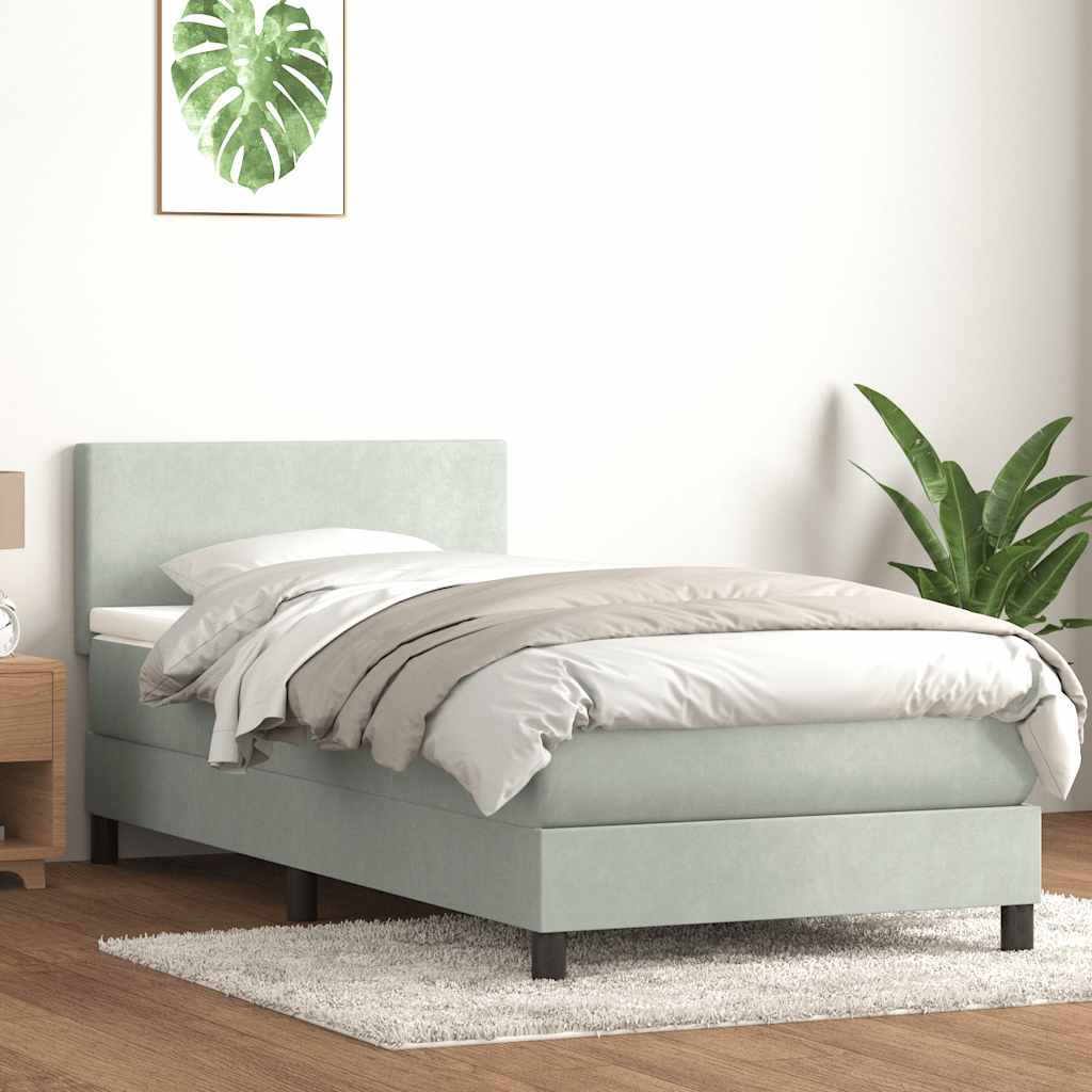 Letto a Molle con Materasso e LED Grigio Chiaro 80x220 cm Velluto | homemem39