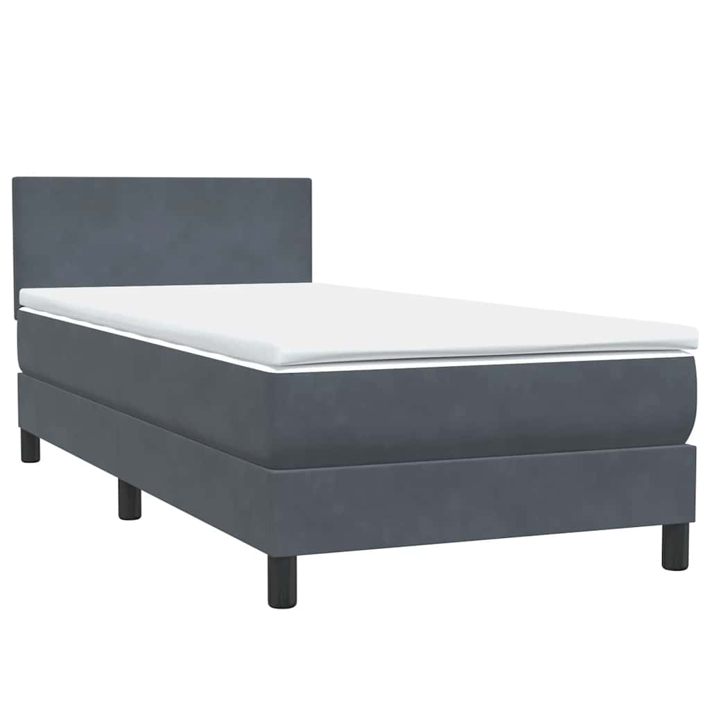 Letto a Molle con Materasso e LED Grigio Scuro 80x220 cm Velluto