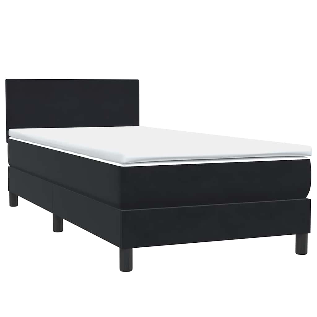 Letto a Molle con Materasso e LED Nero 80x220 cm Velluto