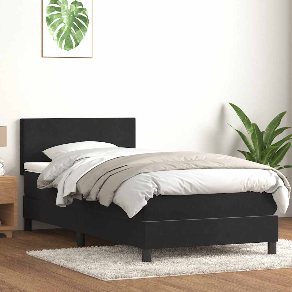 Letto a Molle con Materasso e LED Nero 80x220 cm Velluto