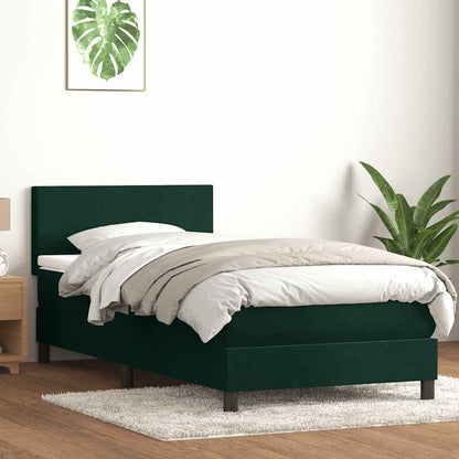 Letto a Molle con Materasso e LED Verde Scuro 80x220 cm Velluto