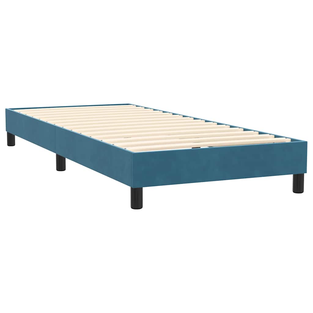 Letto a Molle con Materasso e LED Blu Scuro 80x220 cm Velluto