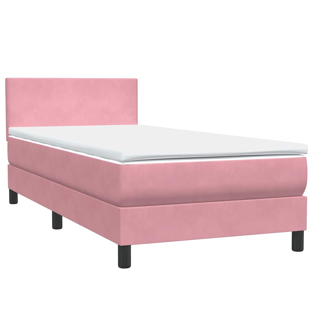 Letto a Molle con Materasso e LED Rosa 80x220 cm Velluto | homemem39