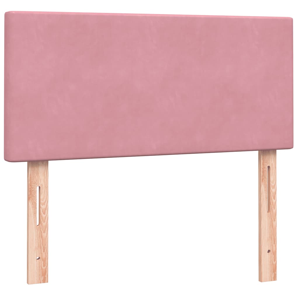 Letto a Molle con Materasso e LED Rosa 80x220 cm Velluto | homemem39