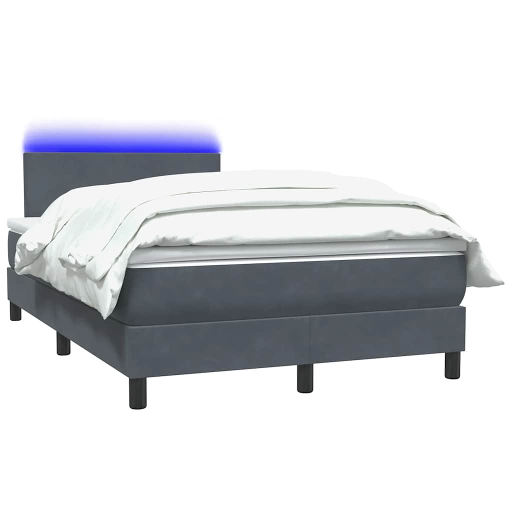 Letto a Molle con Materasso e LED Grigio Scuro 120x220 cm Velluto